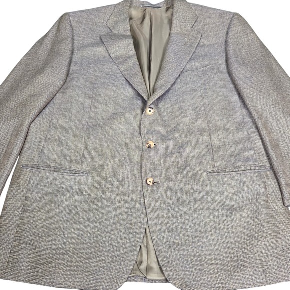 Vtg Ermenegildo Zegna Neiman Marcus Blazer Jacket Cashmere 50L Blue Gold Gray - Picture 5 of 16